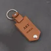 Keychains 1 PCS läder Keychain PO UV Färgtryck Anpassad personlig text Graverad kalenderdatum