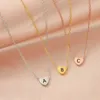 Pendant Necklaces 2Pcs/Lot Love Heart Small Hole Bead Letter Charms Mirror Polish Stainless Steel For Womens Mens Jewelry Lovers Gift