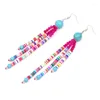 Boucles d'oreilles pendantes pour femmes, style bohème, bijoux faits à la main, perles de cristal d'argile colorées, accessoires pompon, cadeaux, goutte