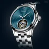 Relógios de pulso Aesop Flying Tourbillon Esqueleto Relógios para Homens Oco Safira À Prova D 'Água Diamantes Naturais Relógios Masculinos Mecânicos
