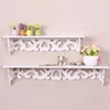 Placas decorativas 1 pc oco esculpido prateleira de madeira parede pendurado rack prateleira branco casa organizador prateleiras armazenamento titular decoração