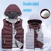 Heren Winter Warm Mouwloos Vest Jas Donsjack 2023 Heren Vest Met Capuchon Omkeerbaar Afneembare Hoed Buitenste Top S4XL 240125