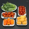 Storage Bags 100pcs White Fruit Serving Tray Translucent NO Cover Packaging Box Disposable Plastic Vegetable Pallet Supermarket Plate