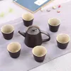 Set da tè opaco in ceramica fatto a mano Decorazione della sala da tè cinese Semplice caffettiera Tazza da caffè Kung Fu Teiera Tazza da tè Tè Zen sano 240124