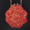 Lady Colore rosso diamante fiore pochette borsa da donna borse da sera in cristallo borsa minaudiere cena di nozze borse con strass 240130