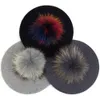 Geebro kvinnliga vinterbasker med 15 cm riktig boll pom hatt för kvinnor flickor stickade mössa tjocka kvinnor slouchy skallies mössor 240118