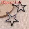 Charms 10st Hollow Star Earrings Handgjorda smycken Maket Supplies 36x33mm svart färg