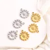 Charms 3Pcs/Lot Stainless Steel Sunflower Charm 18K Plated Flower Pendant Supplies DIY Jewelry Earring Necklace Bracelet Making Finding