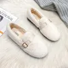 2023 inverno caldo delle donne peluche scarpe basse fibbia della cintura Mary Jane scarpe da barca casual da donna abbigliamento da ufficio all'aperto 240202