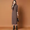 Rollkragen Verdicken Warme Gestrickte Kleid Lose Lange Gerade Kleider Bodenbildung Pullover Robe Herbst Winter Strickwaren Vestidos Mujer 240124