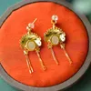 Dangle Earrings National Fashion Lady S925 Sterling Silver Stud Gilding Enamel Hetian Jade Peking Opera Ornament