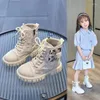 Boots 2024 Winter Girls Children Fashion Show Princess Shoes Outdoor Non-slip Kids Canvas Short Size 27-37