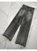 Y2K Fashion American Tassel Czarny i szary umyte dżinsy Men Street Gothic Punk Style Teenagers Retro Loose Szerokie nogi 240122