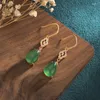 Stud Earrings Classical Design Gold Color Chinese Style Imitation Jade Women Drop Simple Stylish Female Delicate For