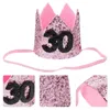 Bandane per adulti 30 compleanni Corona Party Glitter Nero Numero Stampa Copricapo Tiara Forniture( )