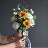 Decorative Flowers Artficial Sunflower Bouquet Simulation Hybrid Flower Event Party Wedding Prop Festival Friend Gift