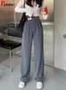 Women's Wide Leg Pants Korean Casual High Wait Suit Pantalones Loose Streetwear Straight Trousers Office Sweatpants Spodnie 240129