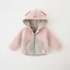 Inverno bebê meninos velo com capuz jaquetas para crianças dos desenhos animados dinossauro casacos outono meninas mais veludo zíper outerwear jaqueta 240202