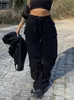 Femmes taille haute jambe large Baggy jean poche latérale Vintage Y2K Cargo pantalon petit ami pantalon ample Streetwear mode salopette 240119