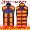 Hiver 21 zones gilet chauffant hommes veste femmes électrique Usb chauffage tactique homme thermique corps plus chaud manteau 240202