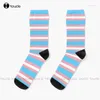 Chaussettes pour femmes, drapeau Trans Pride, blanches, longue rue, Skateboard, Harajuku, personnalisées, unisexes, pour adultes et adolescents, rétro