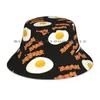 Berets Bacon & Eggs For Breakfast Beanies Knit Hat Fried Food Sandityche Meat Candy Protein Brimless Knitted