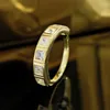 Cluster Rings Shining U S925 Silver Square3 3mm Gems Ring For Women Gold Plated Fine Jewelry Anniversary