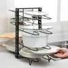 Pot de rangement de cuisine et support organisateur de casseroles pour armoire réglable 8 niveaux casseroles porte-couvercle ustensiles de cuisine