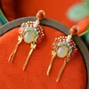 Dangle Earrings National Fashion Lady S925 Sterling Silver Stud Gilding Enamel Hetian Jade Peking Opera Ornament