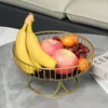 Tallrikar dong dekorativ metalltråd fruktkorgskål för kök vardagsrum kontor rund fruktfack-centrum för att visa grönsak