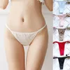 Kvinnors trosor Ice Silk Seamless Underpants for Women Soft Thin Band Thongs Woman Satin Underwear Female Bikini String Tangas Mujer