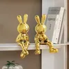 ホーム装飾のための2pcs彫刻の電気めっきウサギセットオフィスデスク装飾リビングルーム装飾動物像ウサギ240123