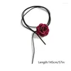 Hanger Kettingen Creatieve Lange DIY Bloemen Sleutelbeen Keten Vrouwen Banket Bloem Kraag Nekband Mode-sieraden Handgemaakte Rose Ketting Geschenken