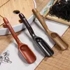 Tea Scoops Retro Chinese Kongfu Wooden Bamboo Style Natural Ebony Wood Scoop Delicate Spoon Portable Teaspoon Accessories