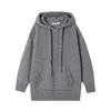 Felpe con cappuccio da donna Nlzgmsj TRAF 2024 Grigio Autunno e inverno Maglione girocollo con lacci Giacca con cappuccio regolabile Felpa lavorata a maglia allentata