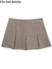 Saias 2024 Mulheres Primavera Moda Estilo Preppy Plissado Mini Bonito Y2K Mid Cintura Zipper Fly Skorts Chic Girl Curto