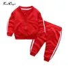 Otoño moda bebé niña ropa algodón manga larga sólido cremallera chaqueta pantalones 2 unids bebes chándal bebé niño ropa conjunto 240124
