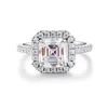 Bagues de cluster Brillant U Argent Haute Carbone Diamant 3ct Carré Plein Gems Aigue-Marine Bague Pour Femmes Asscher Cut Fine Bijoux Banquet