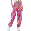 Frauenhose 80er Jahre Y2K Hip Hop Blume gedruckte Männer Frauen 2024 Mode Casual Rock Wide Fuß Baggy Hosen Streetwear Frauen