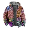 Autumn Winter Fleece Zip Up Hoodies Original Leopard Patchwork Digital Print Men Parka Coat Jackets Ytterkläder Sweatshirts Street 240123