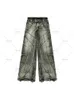 Y2K Fashion American Tassel Czarny i szary umyte dżinsy Men Street Gothic Punk Style Teenagers Retro Loose Szerokie nogi 240122