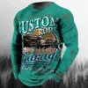 Vintage Men's T Shirt Long Sleeve Cotton Top Tees Castrol Oil Graphic 3D Print Motorcycle Tshirt Oversized Loose Biker Clothing 240123