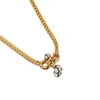 Chains 24 Gold Niche Design Sense Color Contrast Small Dumbbell Pendant Chain Necklace Female Titanium Steel Jewelry