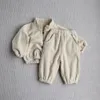 Autumn Baby Sports Sets Toddler Fleece Solid Hoodies Suit Infant Coat Outfit 2PCS 240125