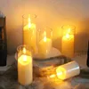 1PCS LED Flameless Electric Candles LampAcrylic Glass Battery Flickering Fake Tealightキャンドルバルク付き別々の梱包ボックス240123