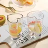 Wine Glasses 1 Pc 200ml 7oz Creative Lead Free Hammer Pattern Heart Shape Lovely Clear Glass Tumbler Cup With Gold Rim Cups For Lovers