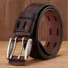 High Quality Genuine Leather Belts for Men Brand Strap Male Double Pin Buckle Fancy Vintage Jeans Belt Cowboy Cintos 240202