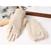 Gants en fourrure de lapin véritable sans doigts pour femmes, tricotés chauds, demi-doigt, automne et hiver, gants en peluche doux, mitaines à main 240201