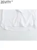 Zevity Women Fashion Bow Collar White Poplin Smock Blouse Office Lady Long Sleeve Shirt Chic Chemise Blusas Tops LS5912 240130