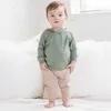 الخيزران من الألياف البيض للبلوزات مقنعين قميص Longsleeve Boy Girl Cloths Toddler Pullover Tracksuits Terry Jogger Set Clothing 240122